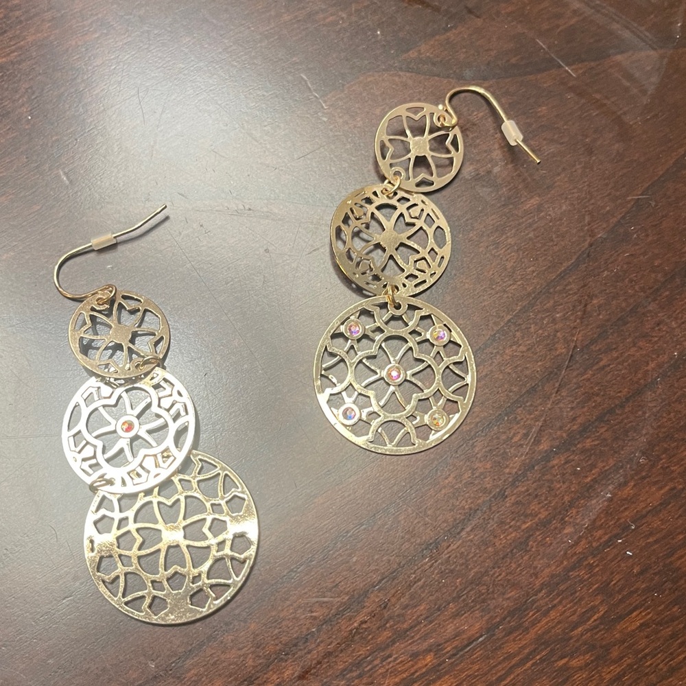 Gold Filigree Dangle Earrings